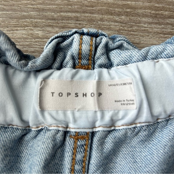 Topshop Paperbag Waist Button Fly Jean Shorts - Picture 6 of 11